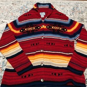 Pendleton Classics Made in Oregon M Petite Southwestern Aztec Shawl Cardigan